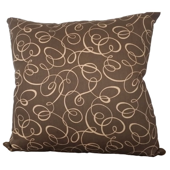 Mill Creek Throw Pillow Covers Brown Geometric Swirls 20x20 Zippered Pair NEW - Picture 10 of 15
